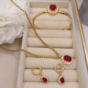 Parure safir perle rouge
